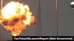 Screen grab of the SpaceX rocket explosion on September 1, 2016.