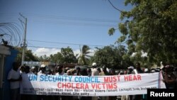 Manifestasyon viktim maladi kolera yo kap mande MINUSTAH pou dedomaje yo. 