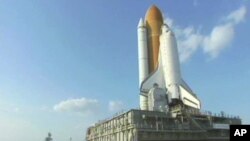 Space shuttle being transported at the Kennedy Space Center