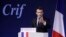 France's President Emmanuel Macron gives a speech during the 34rd annual dinner of the group CRIF, Representative Council of Jewish Institutions of France, in Paris, Feb. 20, 2019.