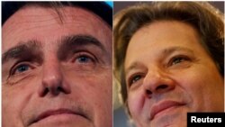 Jair Bolsonaro (gauche) and Fernando Haddad ( droite) s'affronteront le 28 octobre au second tour de la présidentielle au Brésil.