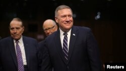 Representative Mike Pompeo (R-KS) arrives to testify before a Senate Intelligence hearing on his nomination to head the CIA on Capitol Hill in Washington, Jan. 12, 2017.