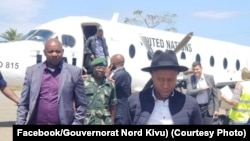 Mokambi ya etuka ya Nord-Kivu Carly Nzanzu Kasivita akiti na aéroport ya Beni, le 22 novembre 2019. (Facebook/Gouvernorat Nord-Kivu)