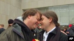 Tobey Slagenweit-Coffman (left) and his partner in front of DC Court Building, 3 Mar 2010