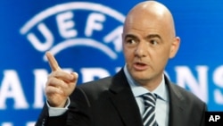 Le secrétaire général de l’UEFA Gianni Infantino, Monaco, aout 2012.