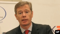 British High Commissioner to Kenya, Rob Macaire, speak during joint press conference in Nairobi, Kenya, Wednesday, Dec. 15 , 2010. Officials from the U.K., Canada and UNICEF are demanding that the Kenyan government prosecute corrupt officials who…