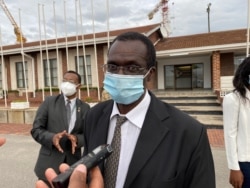Dr. Robert Mudyirandima, acting health secretary in Zimbabwe, discusses the Sinopharm vaccine, in Harare, Feb. 15, 2021. (Columbus Mavhunga/VOA)