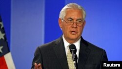 Le secrétaire d'Etat Rex Tillerson lors d'une conférence de presse à Bogota, en Colombia, le 6 février 2018. (REUTERS/Jaime Saldarriaga)