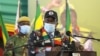 Zimbabwe President Emmerson Mnangagwa speaks at an annual conference of the ruling ZANU-PF party in Bindura, 80 kilometers north of Zimbabwe’s capital Harare, Oct. 30, 2021. (Columbus Mavhunga/VOA)