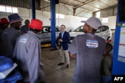 FILE - uMngeni municipality mayor and KwaZulu Natal premier candidate, Chris Pappas visits a a local workshop in Mpophomeni on January 31, 2024.