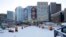 The site of the former J.L. Hudson Co. department store, is seen Dec. 14, 2017, in Detroit. Ground was broken for a new 800-foot-tall, $900 million two-building project on the site that will include a 58-story residential tower and 12-floor building for retail and conference space.