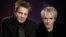 Recording artists John Taylor, left, and Nick Rhodes of the band Duran Duran pose for a portrait, Wednesday, March 30, 2011 in New York.