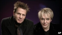 Recording artists John Taylor, left, and Nick Rhodes of Duran Duran pose for a portrait March 30, 2011 in New York.