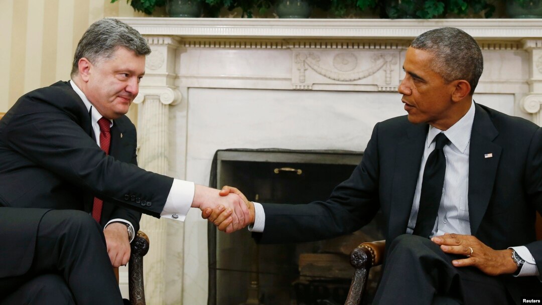 Presiden AS Barack Obama menerima Presiden Ukraina Petro Poroshenko di Gedung Putih, Kamis (18/9).