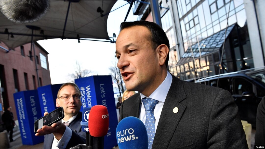 Ireland's Prime minister Leo Varadkar arrives for the EU Social Summit in Gothenburg, Sweden, Nov. 17, 2017. 