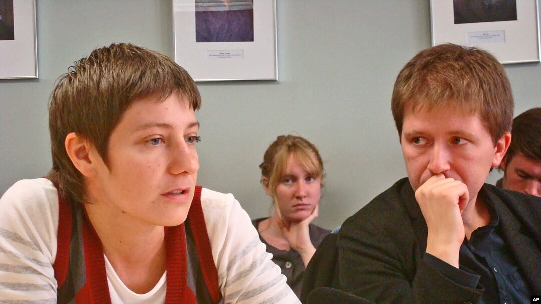 Authors Irina Borogan (left) and Andrei Soldatov in New York, 7 Oct 2010