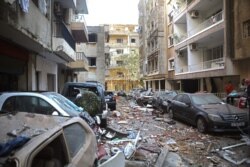 A view of the partially destroyed Beirut neighbourhood of Mar Mikhael on Aug. 5, 2020 in the aftermath of a massive explosion in the Lebanese capital.