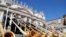 Alpenhorn players perform during Pope Francis' weekly general audience in St. Peter's Square, at the Vatican.