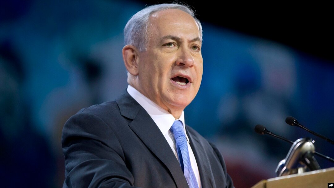 PM Israel Benjamin Netanyahu memberikan pidato di depan sebuah kelompok AS pro-Israel, American Israel Public Affairs Committee (AIPAC) di Washington, hari Senin (2/3).