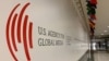 The U.S. Agency for Global Media logo at Voice of America, in Washington, D.C., Nov. 22, 2019. (VOA)