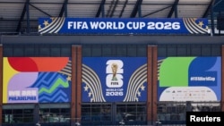位于美国宾夕法尼亚州费城的林肯金融球场可见2026年国际足联世界杯的标识。(2026年6月4日，图片来源：Bill Streicher-Imagn Images)