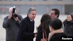 U.S. Secretary of State Antony Blinken is greeted before he boards a plane at the Osan Air Base in Pyeongtaek, South Korea, Jan. 6, 2025.