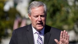 FILE - Then-White House Chief of Staff Mark Meadows speaks to the media in Washington, Oct. 2, 2020.