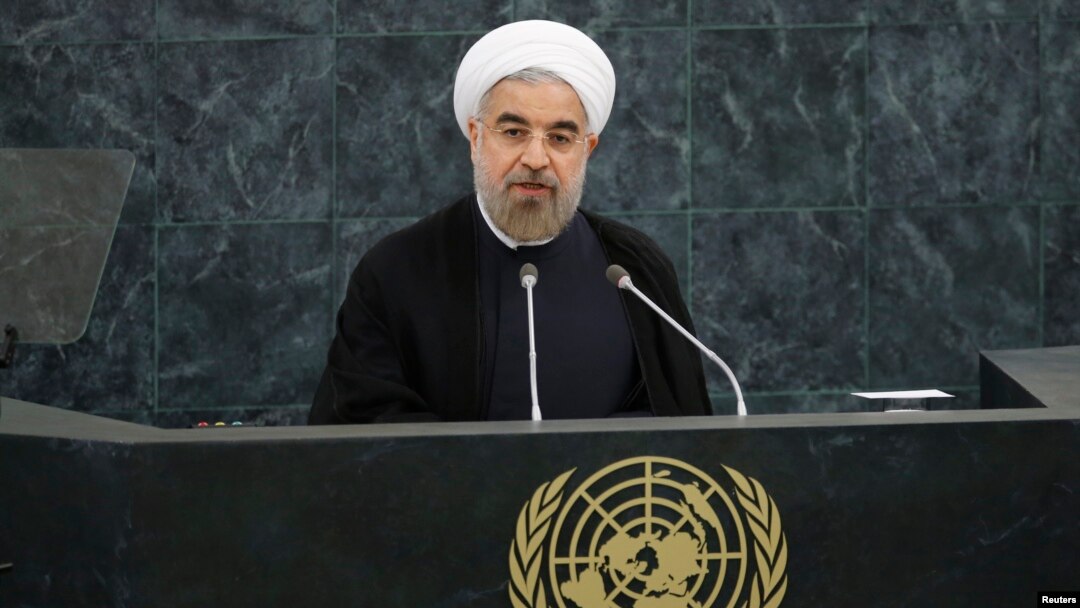 Presiden Iran Hassan Rouhani memberikan pidato di depan sidang umum PBB di New York (24/9). Rouhani batal bertemu Obama seperti harapan banyak pihak. 