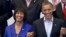 FILE - President Barack Obama and Jamaican Prime Minister Portia Simpson Miller pose for a photo at a multilateral meeting with Caribbean leaders during the sixth Summit of the Americas in Cartagena, Colombia, April 15, 2012.