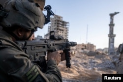 An Israeli soldier operates in the Gaza Strip in a photo released Dec. 30, 2023, by the Israel Defense Forces.