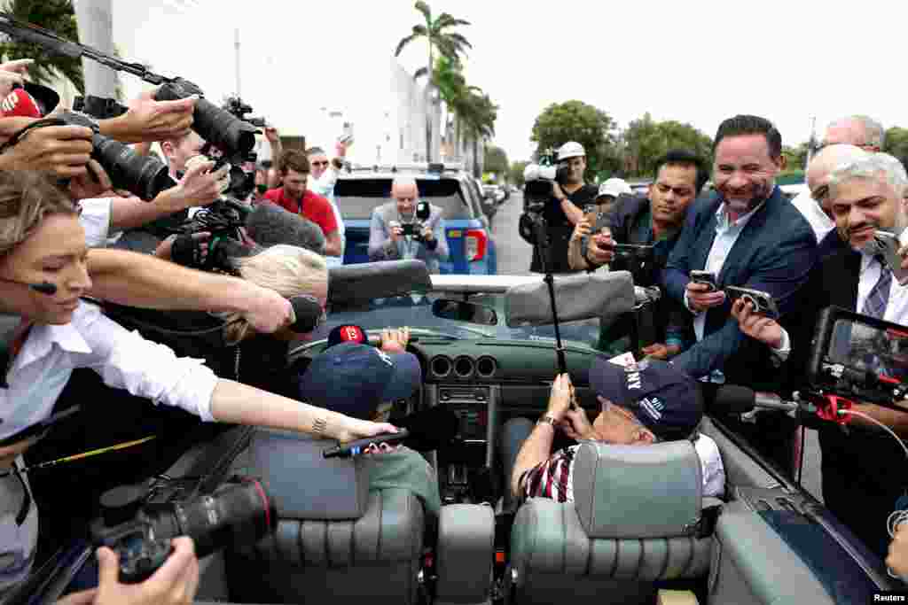 Former mayor of New York City and former Donald Trump lawyer Rudy Giuliani sits inside a car outside Morton and Barbara Mandel Recreation Center on Election Day, in Palm Beach, Florida, Nov. 5, 2024.