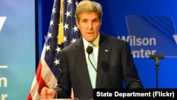 FILE: U.S. Secretary of State John Kerry delivers remarks on the Trans Pacific Partnership, at the Woodrow Wilson Center for International Scholars, in Washington, D.C. on Sept. 28, 2016.