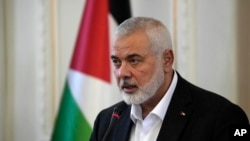 اسماعیل هنیه، رهبر گروه حماس که از پشتیبانی جمهوری اسلامی برخوردار است.