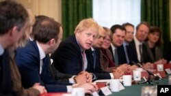 FILE - Britain's Prime Minister Boris Johnson speaks during a cabinet meeting at 10 Downing Street in London, Dec. 17, 2019.