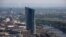 FILE - The construction site of the new headquarters of the European Central Bank (ECB) is seen from the observation deck of the "Maintower" in Frankfurt, April 25, 2014. 