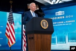 President Joe Biden delivers remarks on the full FDA approval of the Pfizer-BioNTech coronavirus vaccine, in the South Court Auditorium on the White House campus, Aug. 23, 2021