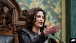 Michigan Gov. Gretchen Whitmer delivers her State of the State address to a joint session of the House and Senate, Jan. 29, 2020, at the state Capitol in Lansing, Mich. 