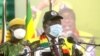 President Emmerson Mnangagwa addressing senior members of Zimbabwe ruling Zanu PF party on Oct. 29, 2021 in Bindura about 80km north of Harare (Columbus Mavhunga/VOA)