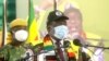 President Emmerson Mnangagwa addressing senior members of Zimbabwe ruling Zanu PF party on Oct. 29, 2021 in Bindura about 80km north of Harare (Columbus Mavhunga/VOA)