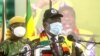 President Emmerson Mnangagwa addressing senior members of Zimbabwe ruling Zanu PF party on Oct. 29, 2021 in Bindura about 80km north of Harare (Columbus Mavhunga/VOA)