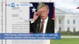 VOA60 America - The Trump administration sued former national security adviser John Bolton to try to block publication of his new book