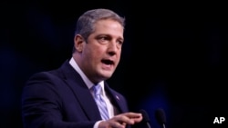 FILE - Democratic Congressman Tim Ryan speaks during the New Hampshire state Democratic Party convention in Manchester, New Hampshire, Sept. 7, 2019. 