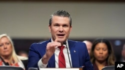 Pete Hegseth, President-elect Donald Trump's choice to be Defense secretary, appears before the Senate Armed Services Committee for his confirmation hearing, at the Capitol in Washington, Jan. 14, 2025. 