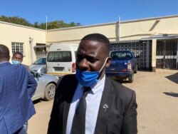 Paidamoyo Saurombe, of Zimbabwe Lawyers for Human Rights, told reporters in Harare, May 23, 2020, that it was disturbing that journalists were being arrested for doing their job. (Columbus Mavhunga/VOA)