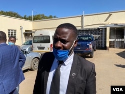 Paidamoyo Saurombe, of Zimbabwe Lawyers for Human Rights, told reporters in Harare, May 23, 2020, that it was disturbing that journalists were being arrested for doing their job. (Columbus Mavhunga/VOA)