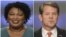 Candidatos a la gobernación de Georgia: Stacey Abrams, izquierda, y Brian Kemp, en Atlanta.