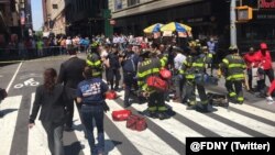 NY Fire Department reports 13 patients are being treated on the scene of the motor vehicle accident in Times Square, May 18, 2017.