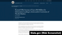 美国国务院新闻稿(2025年8月7日)，为获取导致尼古拉斯·马杜罗被捕和/或定罪的信息，奖励最高可达5000万美元。