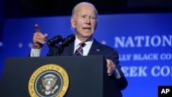 President Joe Biden speaks at the 2024 National HBCU Week Conference in Philadelphia, Pa., Sept. 16, 2024.