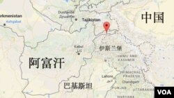 红色箭头指向发生地震的兴都库什地区